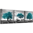 thumbnail image 1 of Canvas Wall Art for Bedroom Black and White Farmhouse Rustic Country Landscape Teal Trees Picture Wall Decor Modern Framed Artwork 3 Pieces Wall Decoration for Dining Room Kitchen Bathroom Office Home, 1 of 6