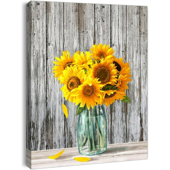 Canvas Wall Art for Bedroom Wall Decor Yellow Sunflower Theme Wall Art Modern Flower Pictures Wall Decor for Bathroom Decor Country Wall Art Framed Artwork for Office Home Wall Decoration Size 12x16