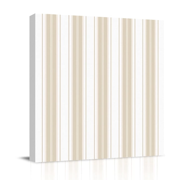 Canvas Wall Art Beige Stripes Canvas Art Print Farmhouse Minimalist Striped Vintage Rustic Pictures Wall Decor for Living Room Bedroom Artwork Decorations Stretched Framed Ready to Hang 8"x8"
