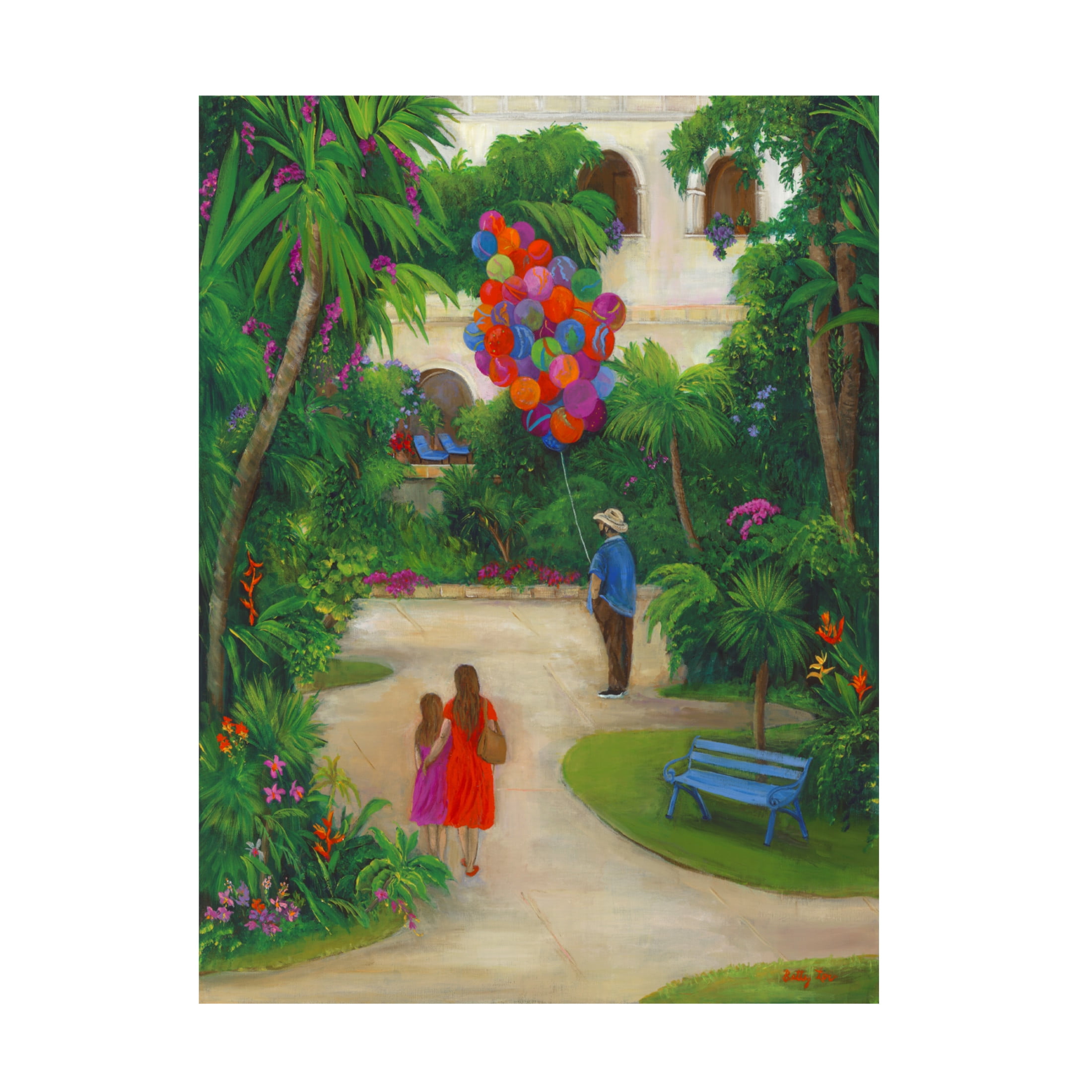 Canvas Wall Art - Betty Lou 'A Stroll in the Park' Wall Art for Living Room, Bedroom, or Office Décor by Trademark Fine Art - 18 x 24 Inches