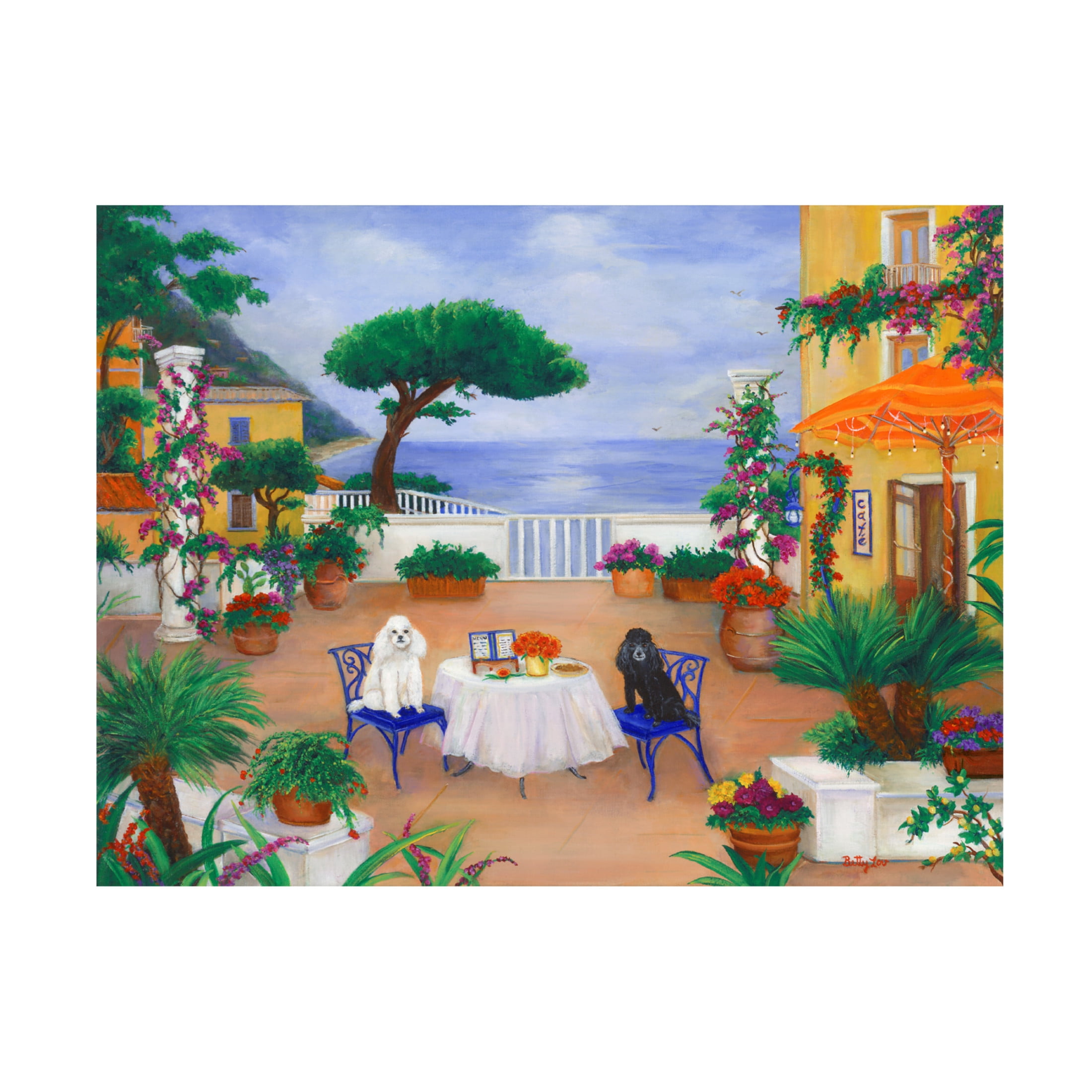 Canvas Wall Art - Betty Lou 'Best Friends on Amalfi Coast' Wall Art for Living Room, Bedroom, or Office Décor by Trademark Fine Art - 47 x 35 Inches