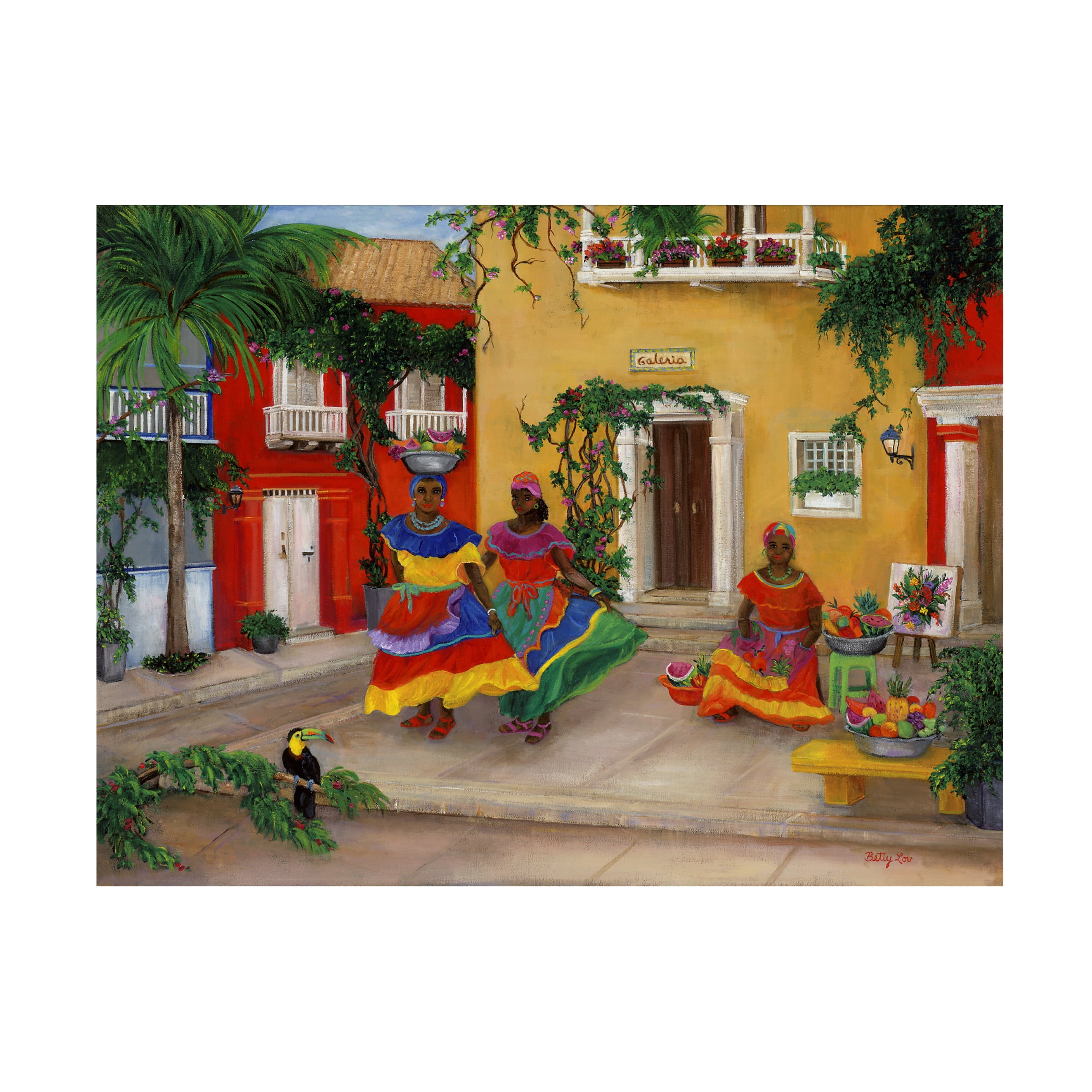 Canvas Wall Art - Betty Lou 'Caribbean Ladies' Wall Art for Living Room, Bedroom, or Office DÃ©cor by Trademark Fine Art - 47 x 35 Inches