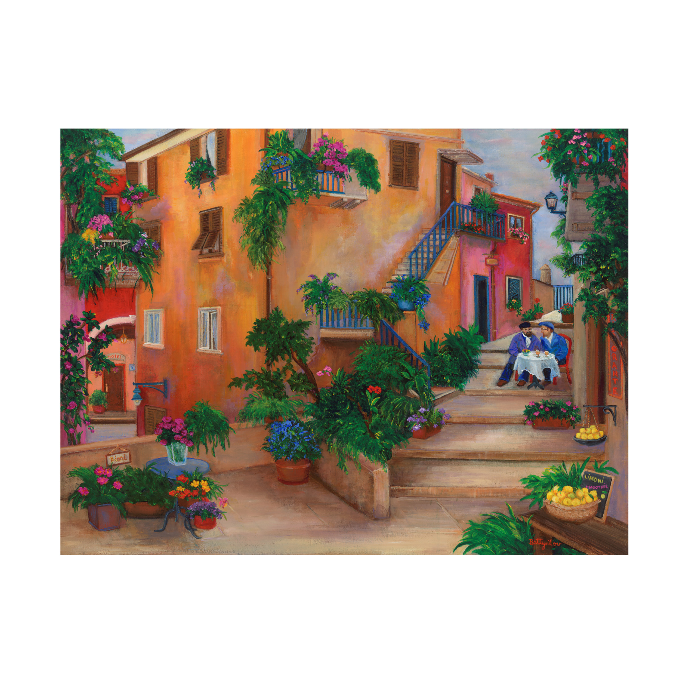 Canvas Wall Art - Betty Lou 'Italian Coastal Village' Wall Art for Living Room, Bedroom, or Office DÃ©cor by Trademark Fine Art - 32 x 24 Inches