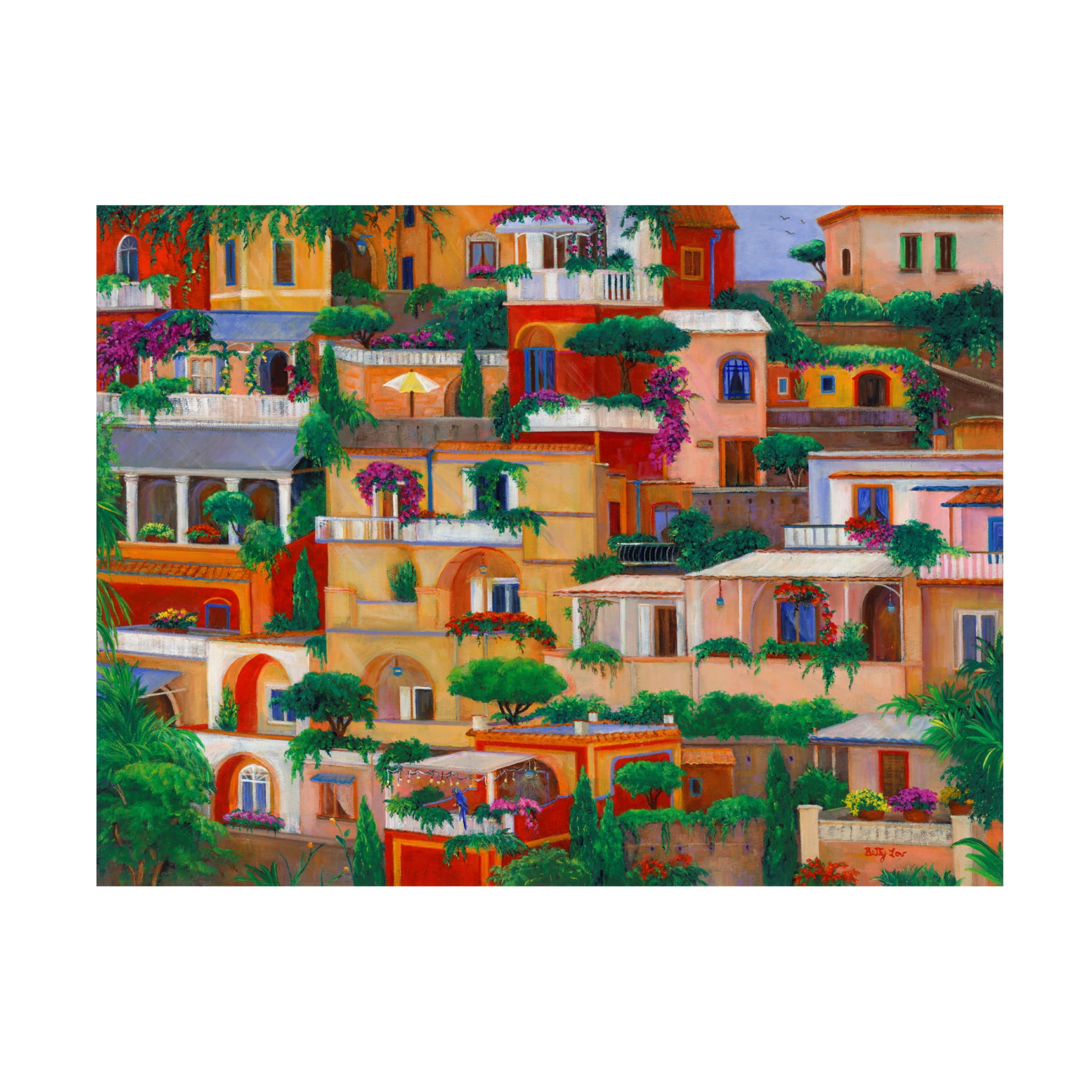 Canvas Wall Art - Betty Lou 'Italian Hillside Village' Wall Art for Living Room, Bedroom, or Office Décor by Trademark Fine Art - 32 x 24 Inches
