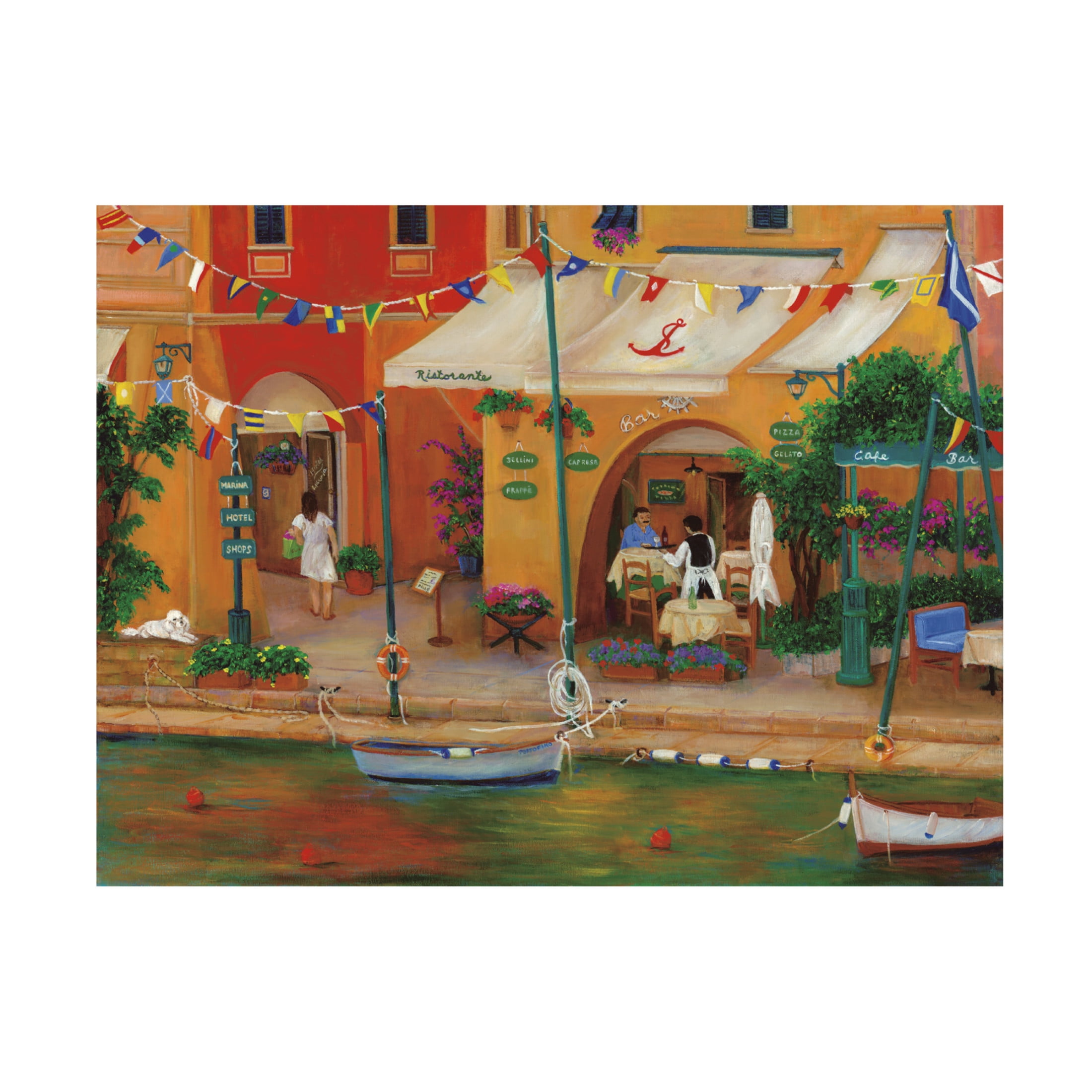 Canvas Wall Art - Betty Lou 'Portofino Harbor' Wall Art for Living Room, Bedroom, or Office Décor by Trademark Fine Art - 32 x 24 Inches