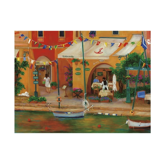Canvas Wall Art - Betty Lou 'Portofino Harbor' Wall Art for Living Room, Bedroom, or Office Décor by Trademark Fine Art - 47 x 35 Inches