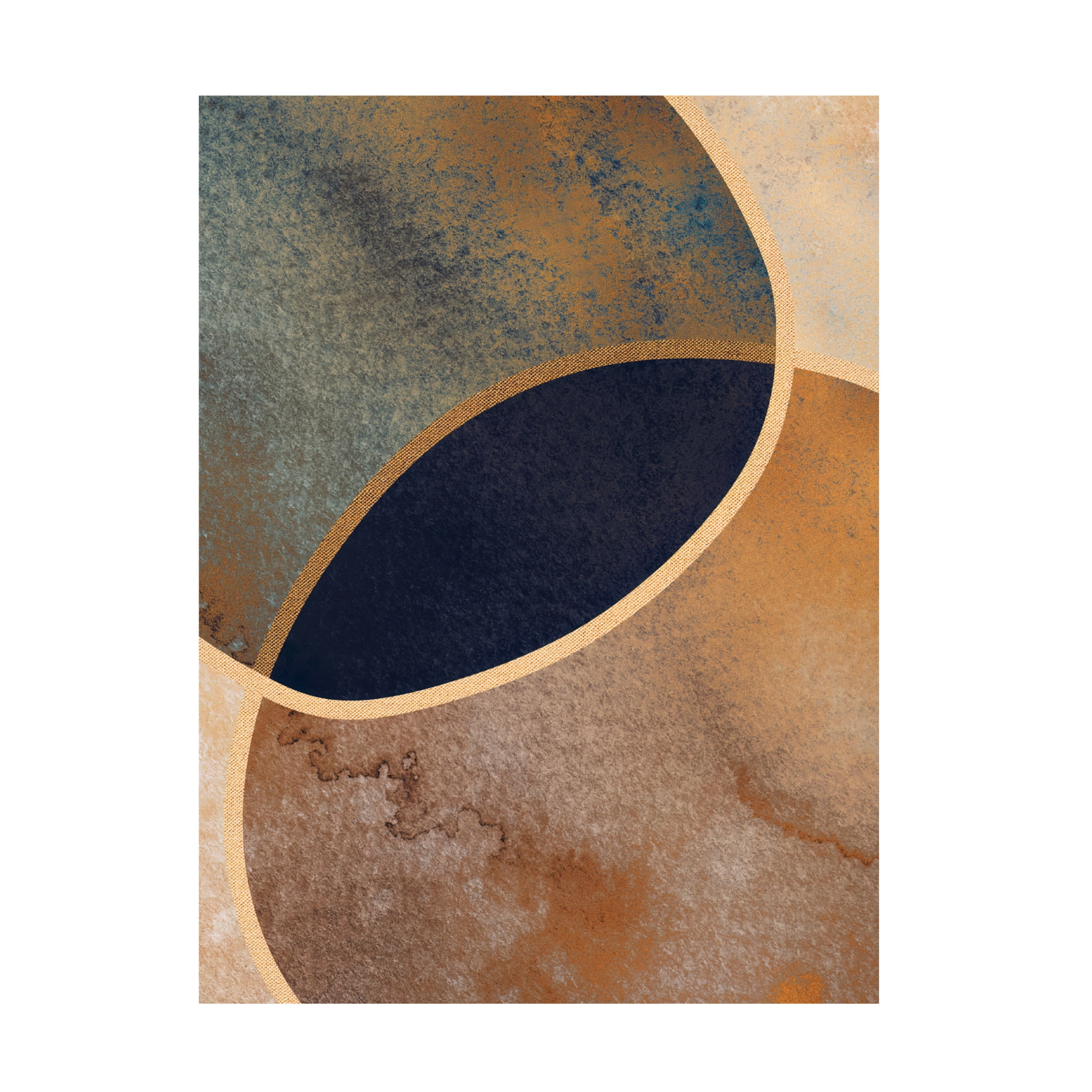 Canvas Wall Art - Bilge Paksoylu 'Abstract Circles With Gold 1' Wall Art for Living Room, Bedroom, or Office Décor by Trademark Fine Art - 18 x 24 Inches