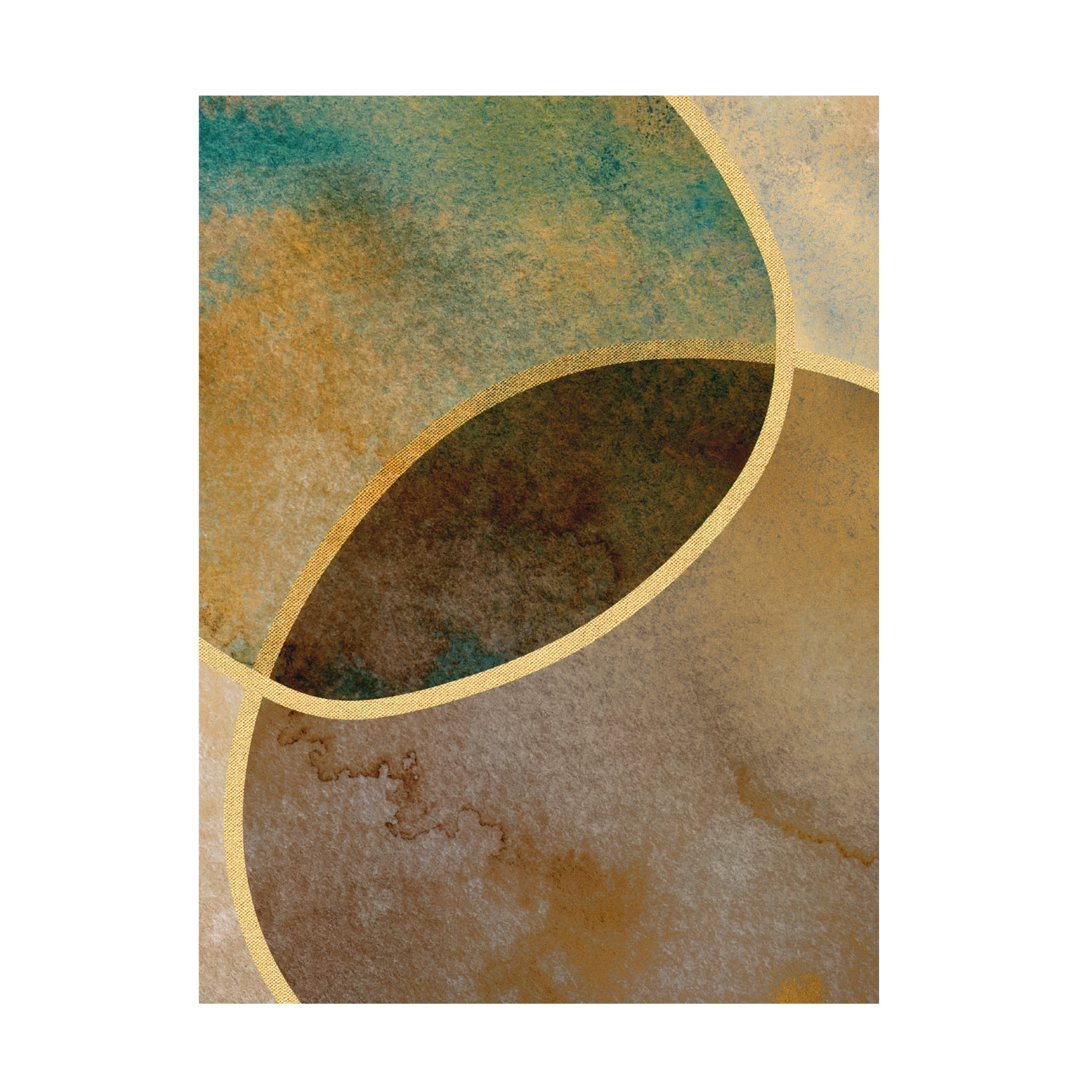Canvas Wall Art - Bilge Paksoylu 'Abstract Circles With Gold 2' Wall Art for Living Room, Bedroom, or Office Décor by Trademark Fine Art - 35 x 47 Inches