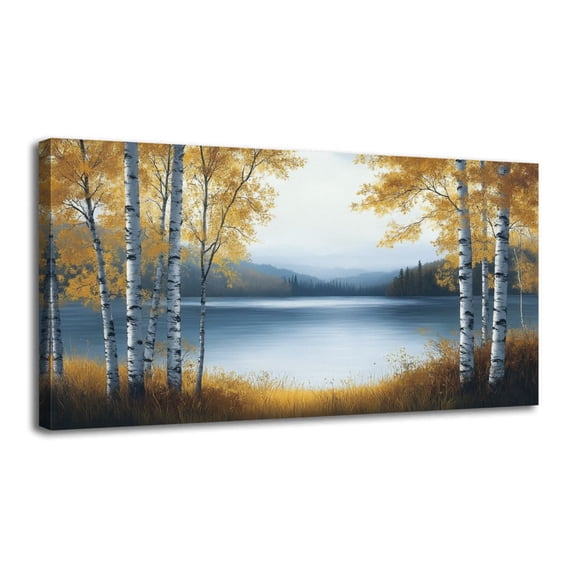 Canvas Wall Art Birch Tree Wall Art Forest Nature Framed Pictures Painting Artwork Wall Decor for Living Room Bathroom Bedroom Office 20" x 40" Art Paintings, Ready to Hang