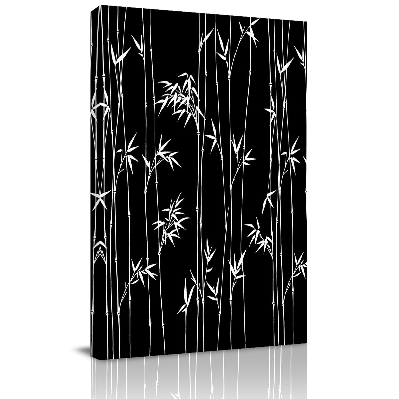 Picture of Canvas Wall Art Black Bamboos Canvas Art Print Minimalist White Bamboos ...