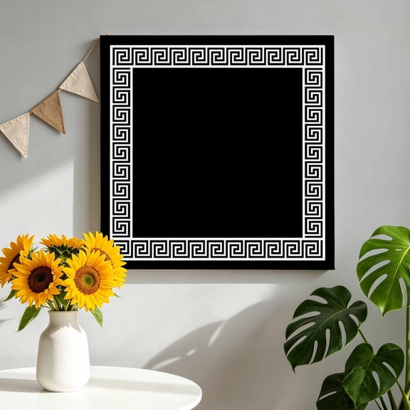 Canvas Wall Art Black Canvas Art Print Greek Chinese Style Pictures Wall Decor for Living Room Bedroom Artwork Decorations Stretched Framed Ready to Hang 8"x8"
