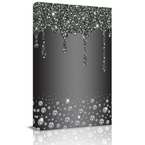 Canvas Wall Art, Black Grey Framed Canvas Prints for Bedroom Dining Room, Modern Abstract Diamond Luxury Gradient Large Gallery Wrapped Wall Decor for Home Office, Gifts, 20"x24" Ship Next Day