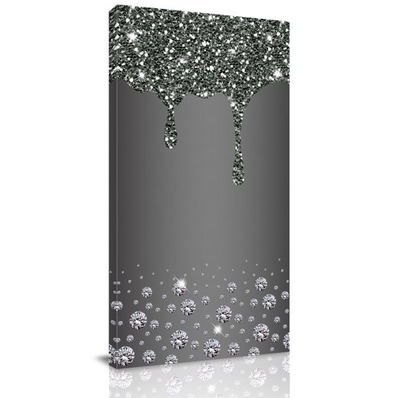 Canvas Wall Art, Black Grey Framed Canvas Prints for Bedroom Dining Room, Modern Abstract Diamond Luxury Gradient Oversized Gallery Wrapped Wall Decor for Home Office, Gifts, 20"x40" Ship Next Day