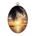 thumbnail image 1 of Canvas Wall Art Black White Beach Palm Sunset Seascape Ocean Scenery Palm Tree Leaves Oval Framed Canvas Prints Vintage Wall Hanging Decor for Bedroom Home Gallery Bathroom 8.6"x11.4", 1 of 7