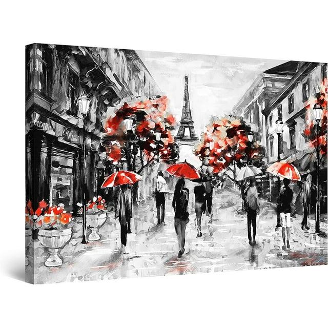 Canvas Wall Art Black and White Red s Print for Bedroom 24" x 36