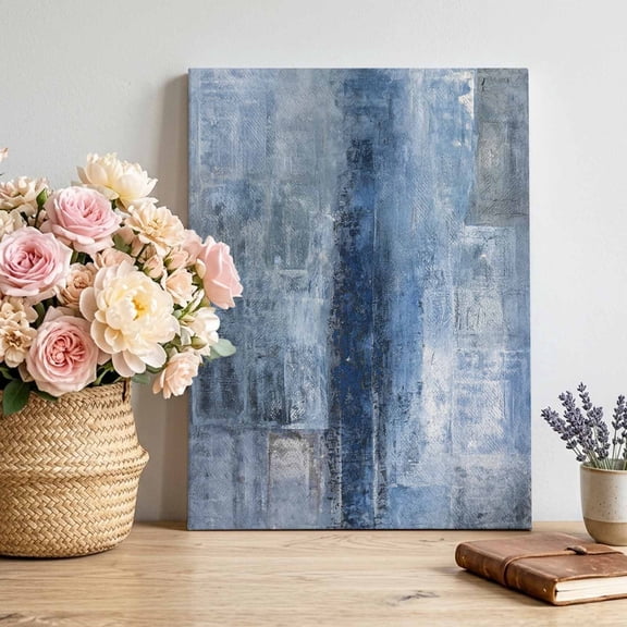 Canvas Wall Art Blue Abstract Canvas Art Print Vintage Graffiti Pictures Wall Decor for Living Room Bedroom Artwork Decorations Stretched Framed Ready to Hang 8"x10"