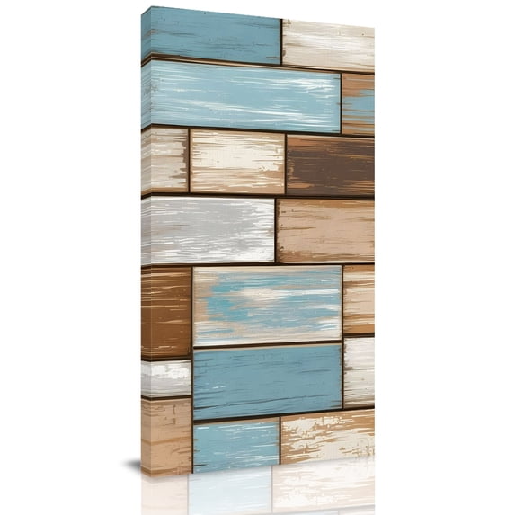 Canvas Wall Art, Blue Beige Brown Vintage Framed Canvas Prints for Living Room Hallway, Retro Farmhouse Elegant Pastoral Gallery Wrapped Wall Decor for Home Office, Gifts, 30"x60" Ship Next Day