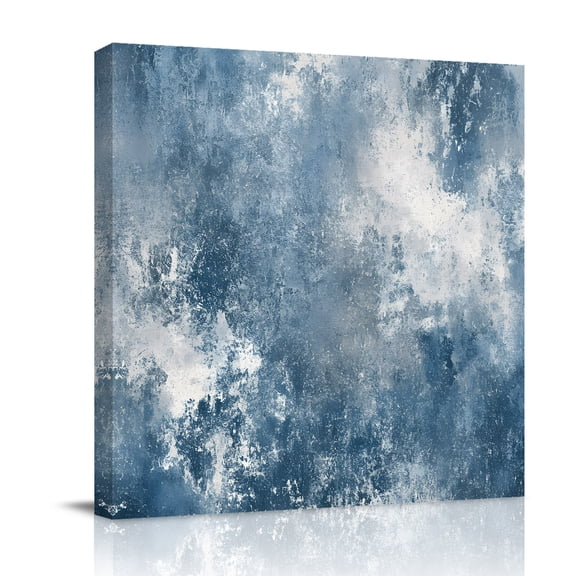 Canvas Wall Art, Blue Grey Framed Canvas Prints for Bedroom Office, Oil Painting Modern Abstract Large Gallery Wrapped Wall Decor for Home Office, Gifts, 16"x16" Ship Next Day