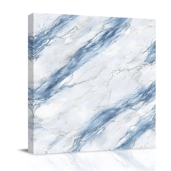 Canvas Wall Art, Blue Grey Marble Framed Canvas Prints for Bathroom Desk, Vintage Abstract Modern Art Crack Small Gallery Wrapped Wall Decor for Home Office, Gifts, 8"x8" Ship Next Day