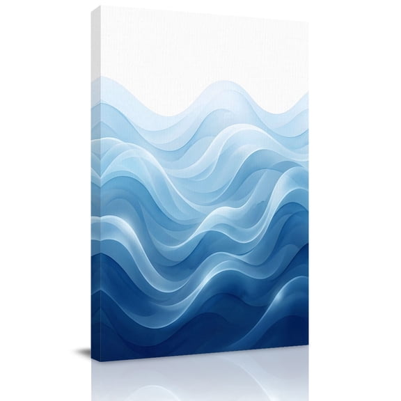 Canvas Wall Art Blue Ombre Canvas Art Print Abstract Modern Gradient Ripple Pictures Wall Decor for Living Room Bedroom Artwork Decorations Stretched Framed Ready to Hang 20"x30"