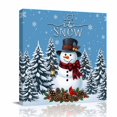 thumbnail image 1 of Canvas Wall Art, Blue Snowman Christmas Framed Canvas Prints for Living Room Bathroom, Xmas Pinecone Tree Snowflake Gallery Wrapped Wall Decor for Home Office, Gifts, 12"x12" Ship Next Day, 1 of 9