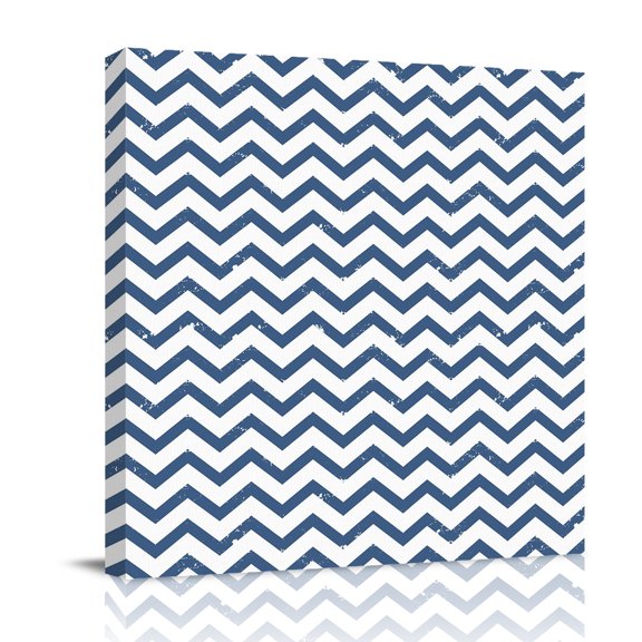 Canvas Wall Art, Blue Stripes Framed Canvas Prints for Bathroom Desk, Geometric Abstract Lines Modern Striped Simple Small Gallery Wrapped Wall Decor for Home Office, Gifts, 8"x8" Ship Next Day