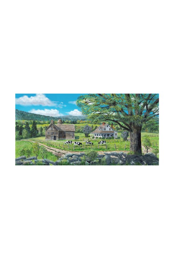 Canvas Wall Art - Bob Fair 'Calm Over the Wall' Wall Art for Living Room, Bedroom, or Office Décor by Trademark Fine Art - 19 x 10 Inches