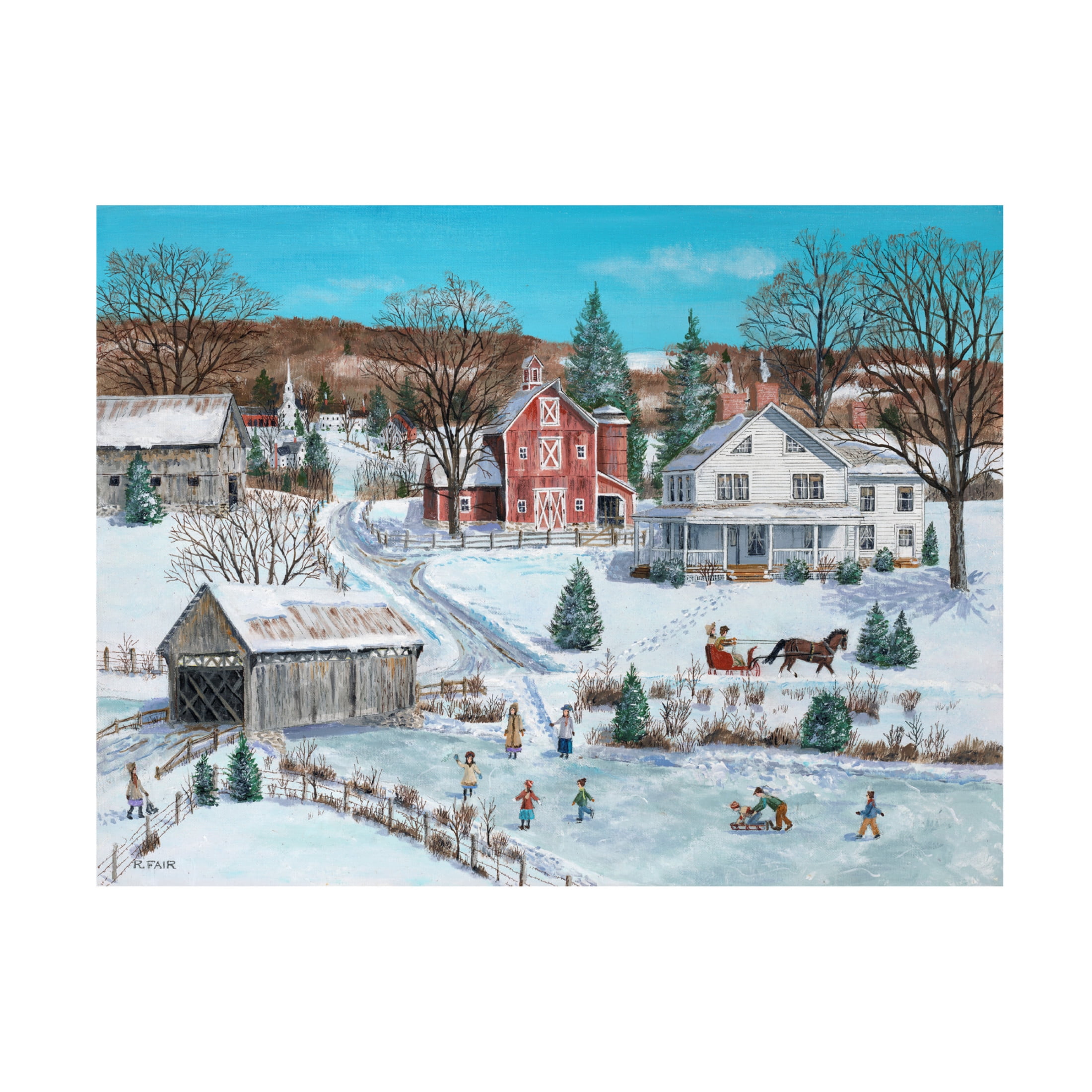 Canvas Wall Art - Bob Fair 'Frozen River' Wall Art for Living Room, Bedroom, or Office Décor by Trademark Fine Art - 32 x 24 Inches
