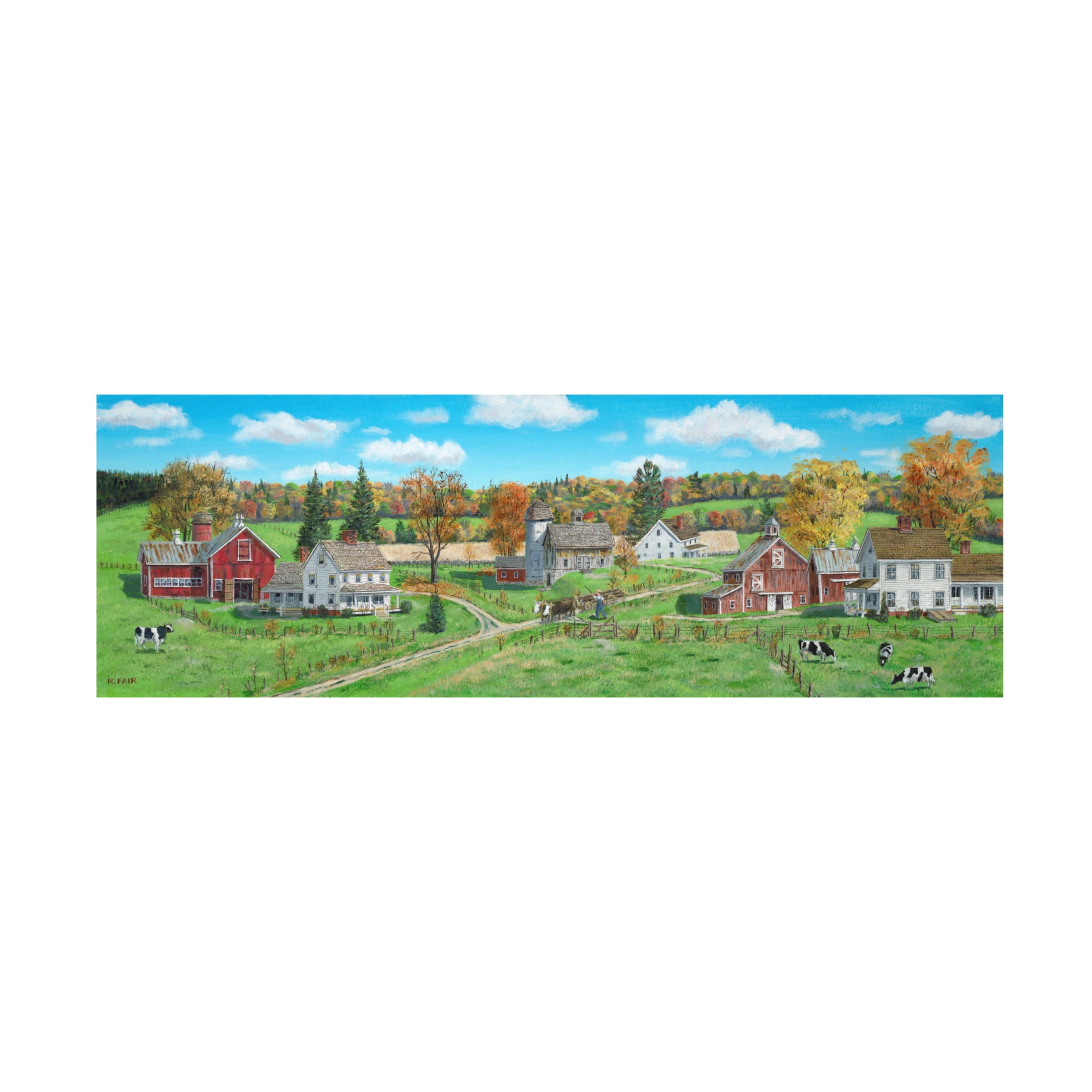 Canvas Wall Art - Bob Fair 'Oxen at Work' Wall Art for Living Room, Bedroom, or Office Décor by Trademark Fine Art - 32 x 10 Inches