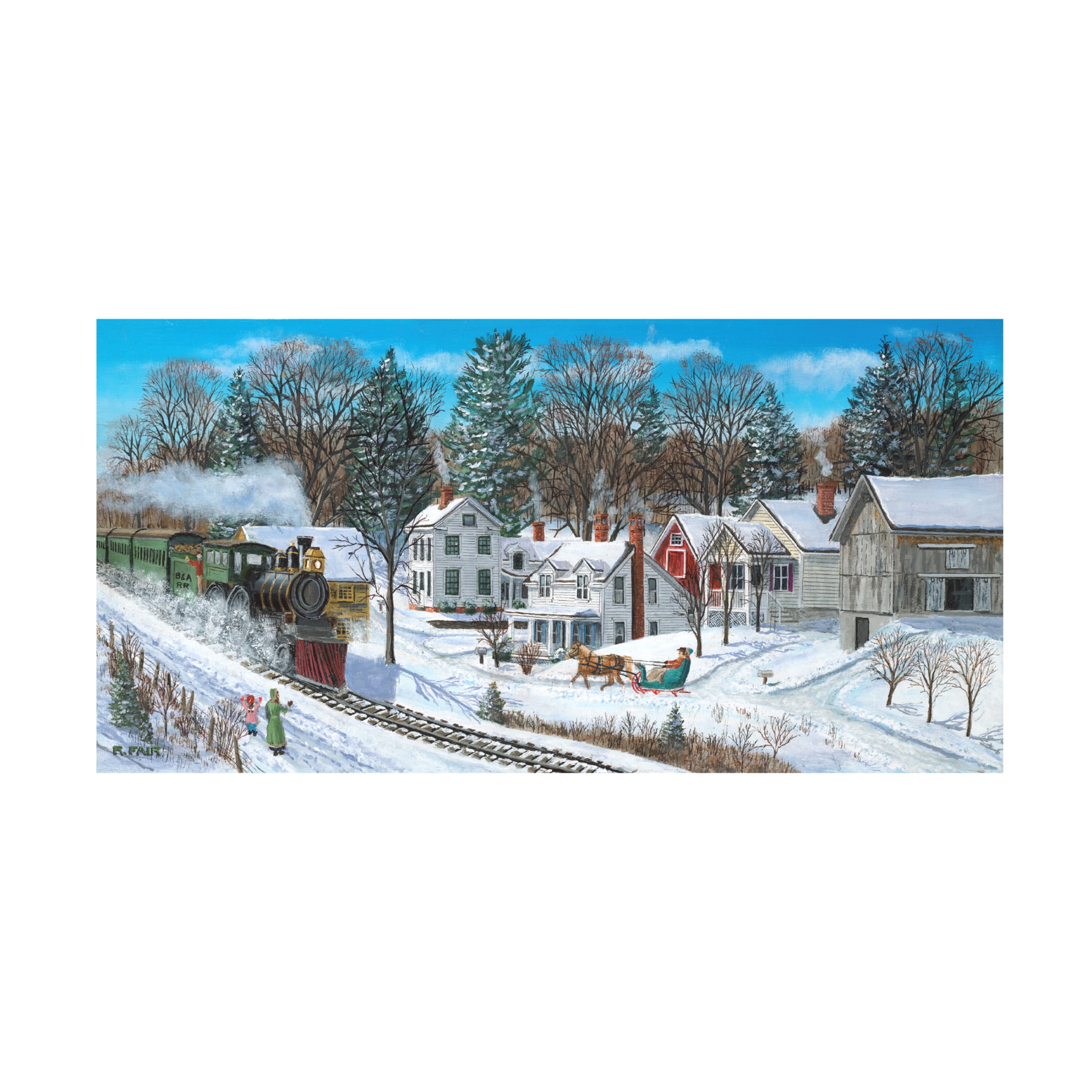 Canvas Wall Art - Bob Fair 'Railroad Town' Wall Art for Living Room, Bedroom, or Office Décor by Trademark Fine Art - 47 x 24 Inches