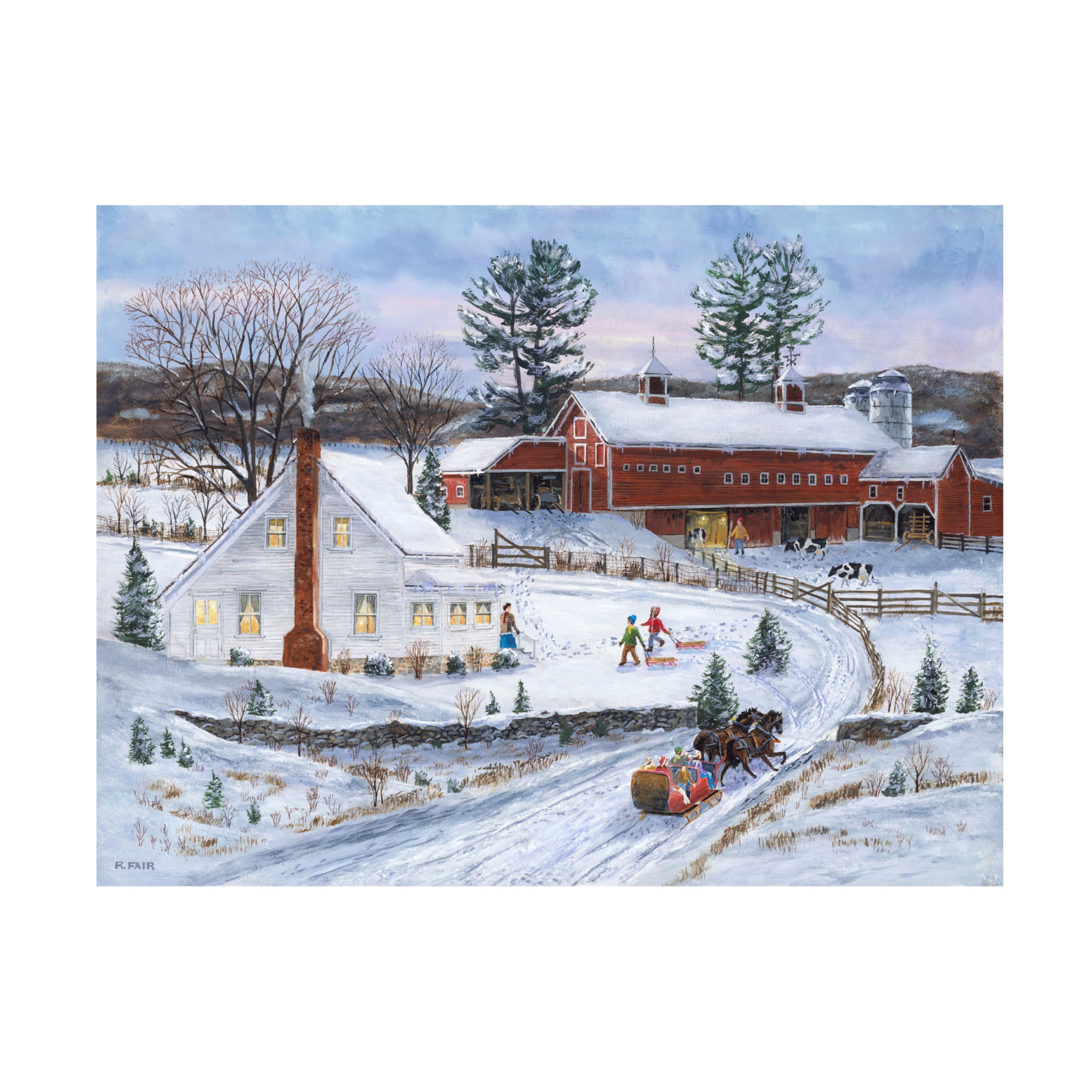 Canvas Wall Art - Bob Fair 'Sledders Return' Wall Art for Living Room, Bedroom, or Office Décor by Trademark Fine Art - 47 x 35 Inches