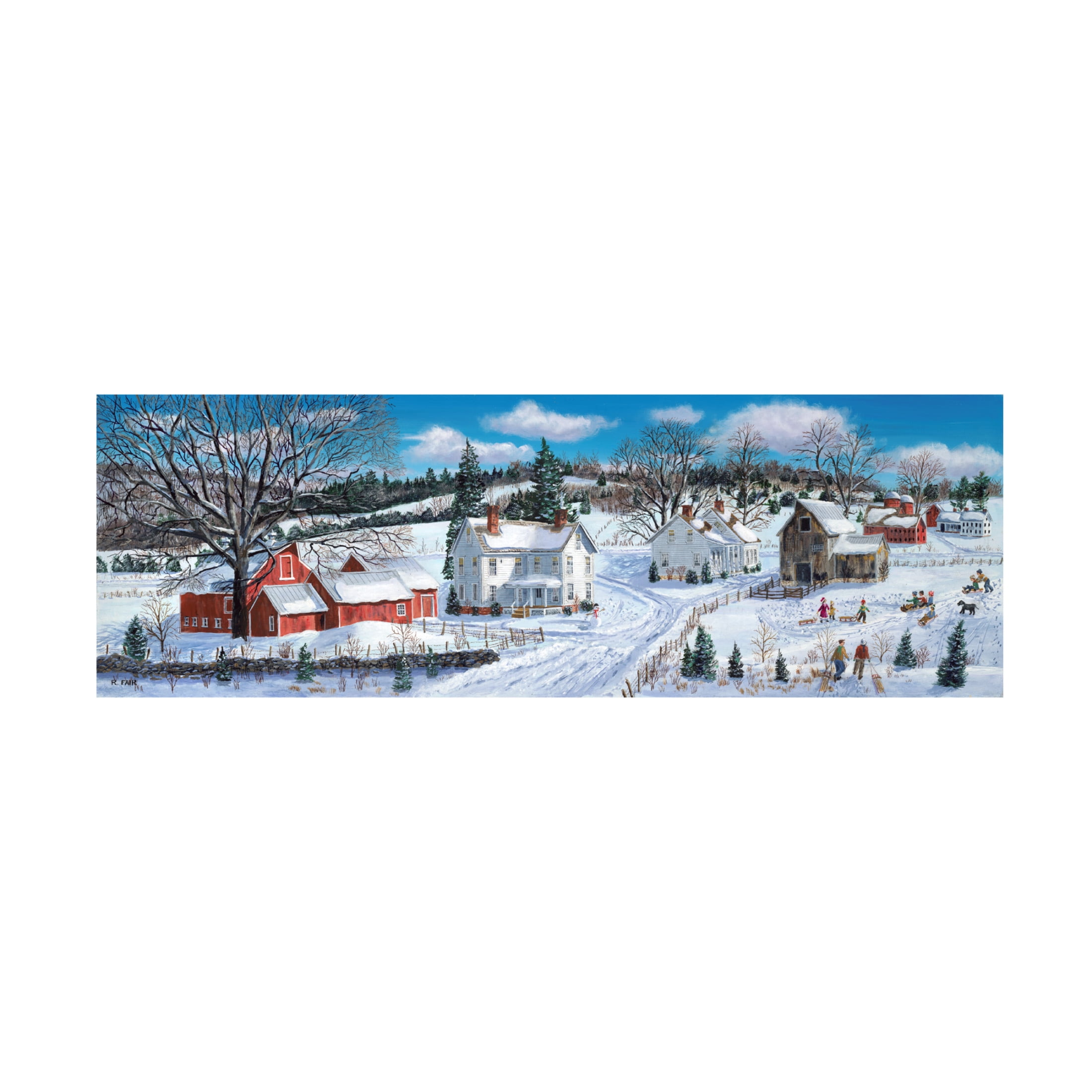 Canvas Wall Art - Bob Fair 'Sleigh Riding Party' Wall Art for Living Room, Bedroom, or Office Décor by Trademark Fine Art - 32 x 10 Inches