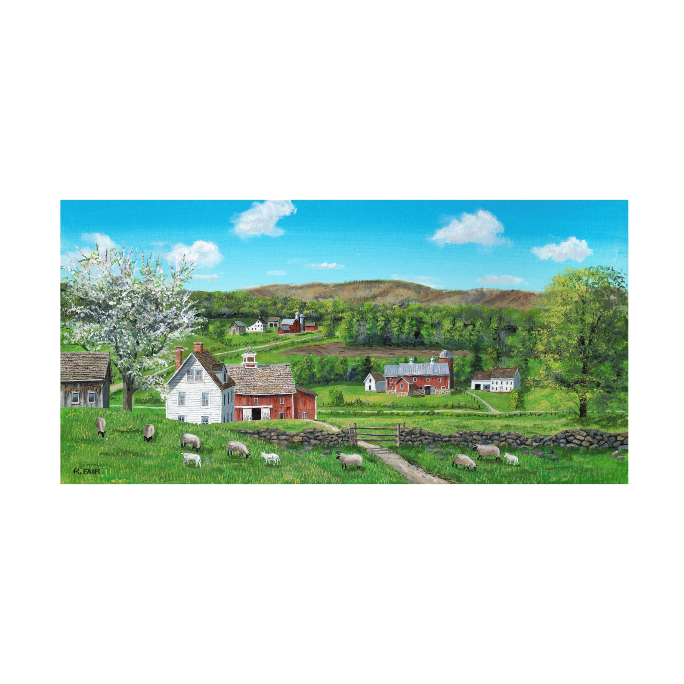 Canvas Wall Art - Bob Fair 'Spring Greens' Wall Art for Living Room, Bedroom, or Office Décor by Trademark Fine Art - 19 x 10 Inches