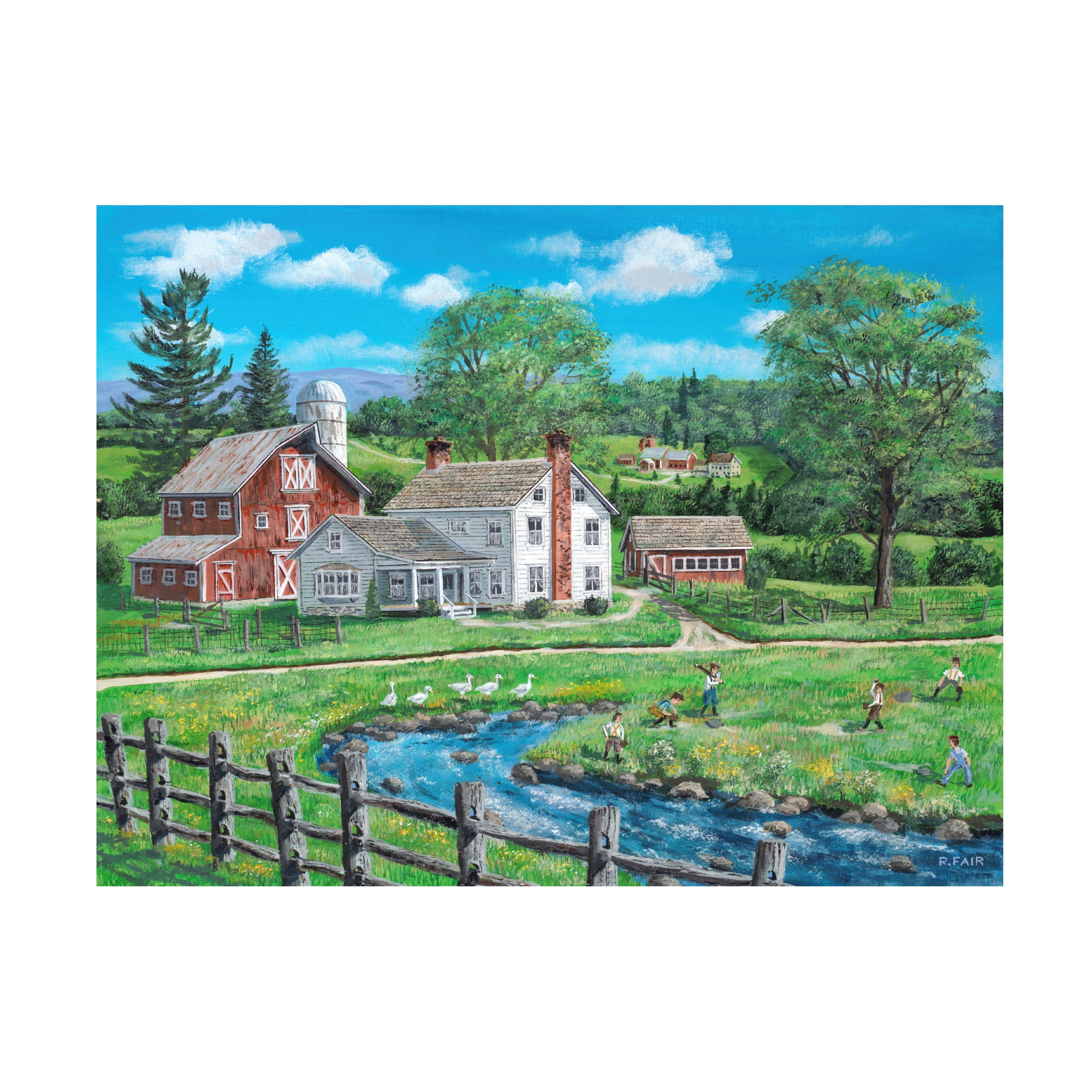 Canvas Wall Art - Bob Fair 'The Farm League' Wall Art for Living Room, Bedroom, or Office DÃ©cor by Trademark Fine Art - 47 x 35 Inches