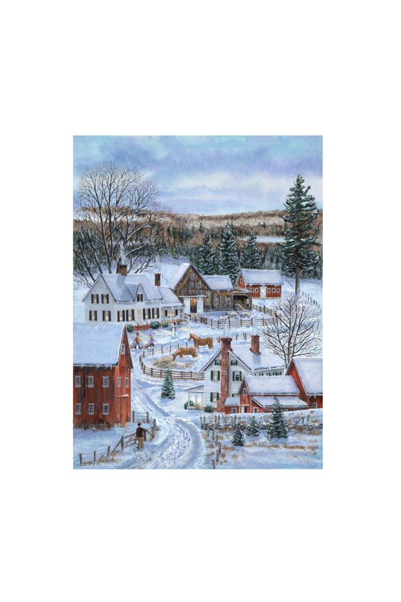 Canvas Wall Art - Bob Fair 'Two Barnyards' Wall Art for Living Room, Bedroom, or Office Décor by Trademark Fine Art - 14 x 19 Inches