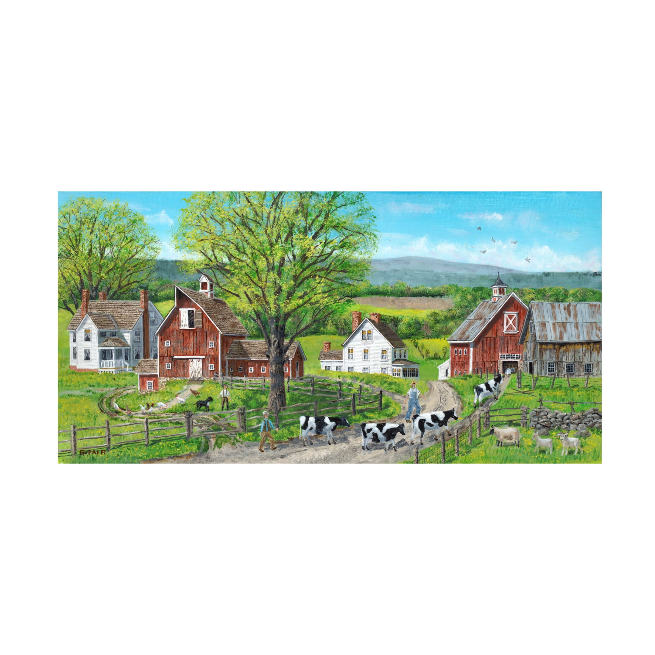 Canvas Wall Art - Bob Fair 'Valley in Spring' Wall Art for Living Room, Bedroom, or Office Décor by Trademark Fine Art - 19 x 10 Inches