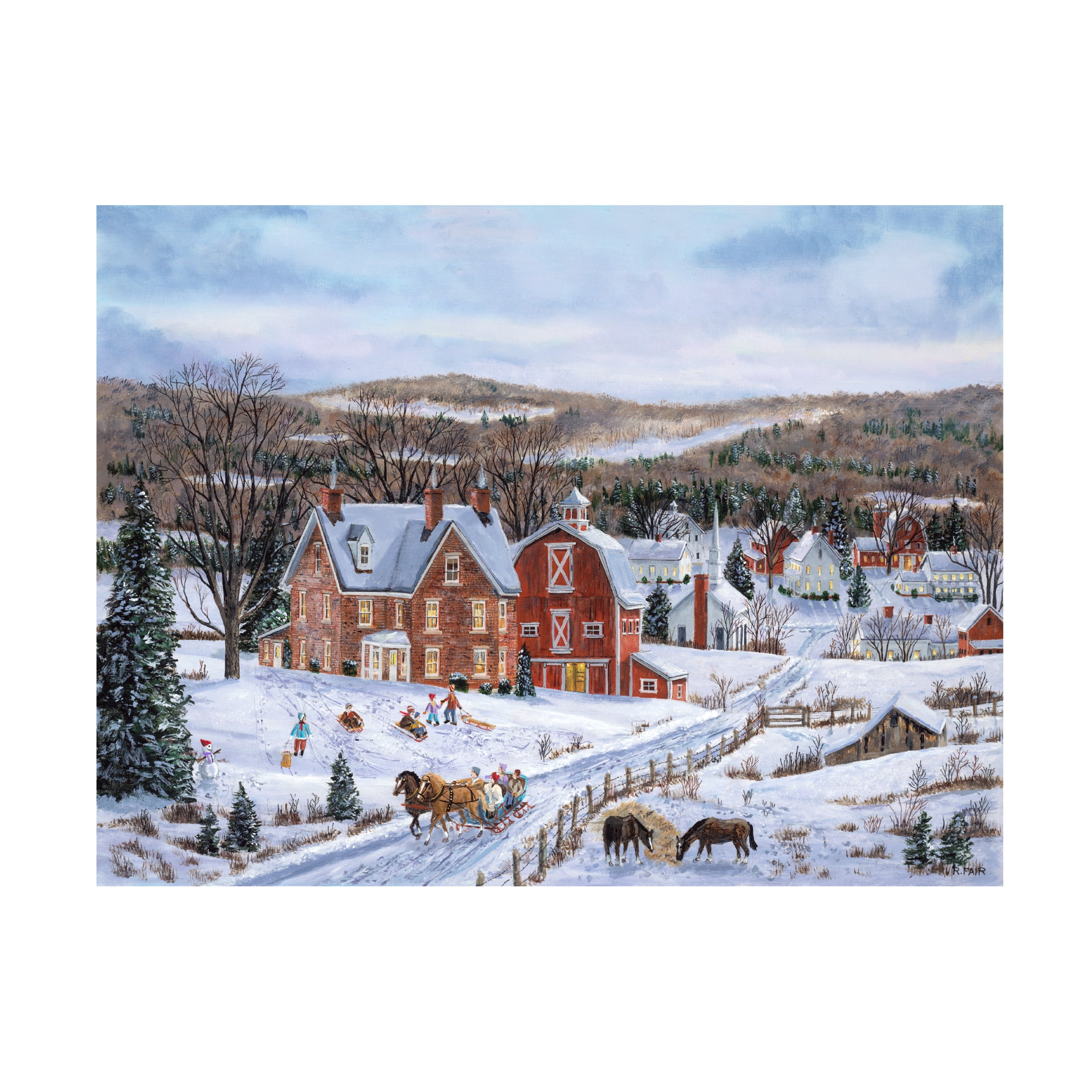 Canvas Wall Art - Bob Fair 'Village at Dusk' Wall Art for Living Room, Bedroom, or Office DÃ©cor by Trademark Fine Art - 47 x 35 Inches