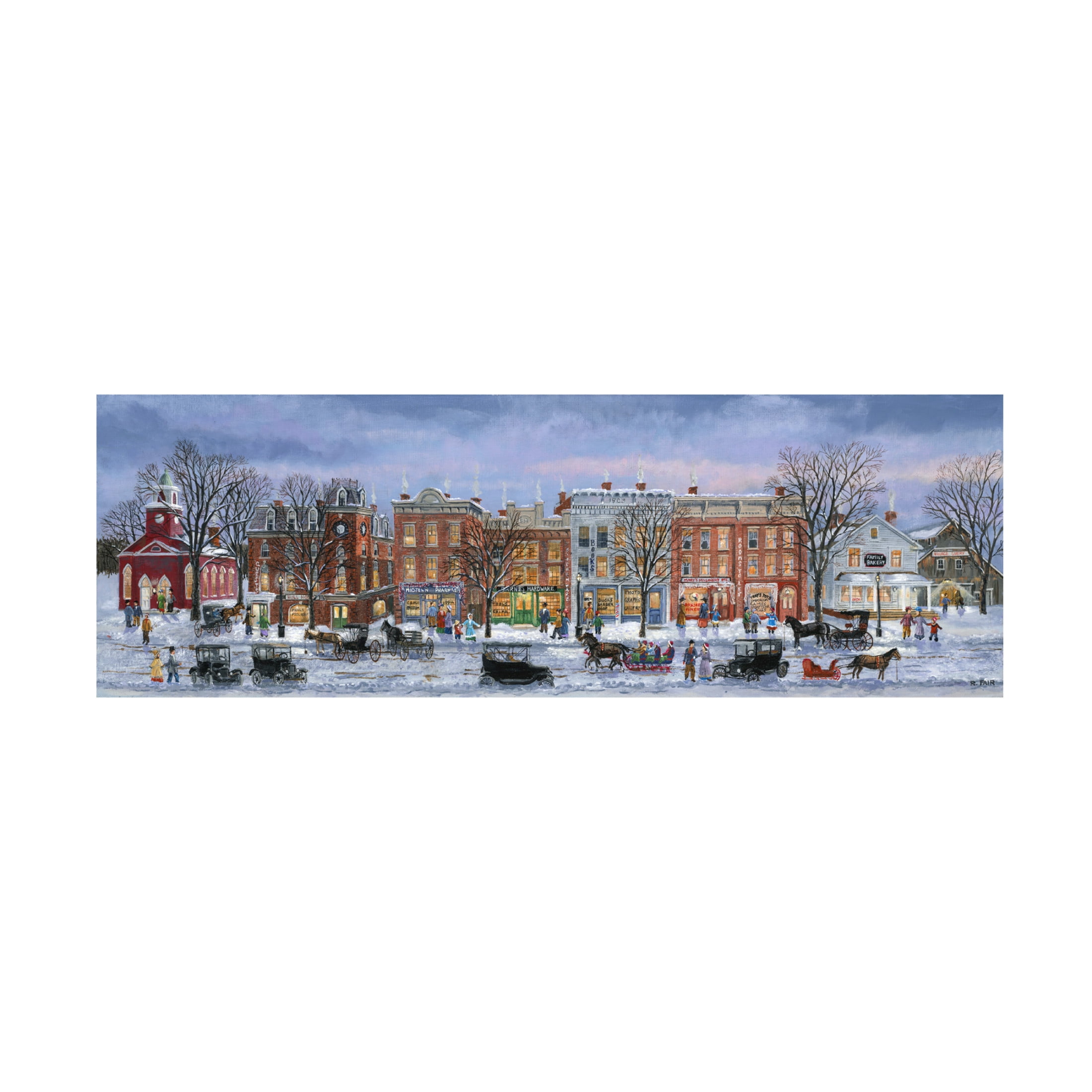 Canvas Wall Art - Bob Fair 'Winter Shopping' Wall Art for Living Room, Bedroom, or Office Décor by Trademark Fine Art - 32 x 10 Inches