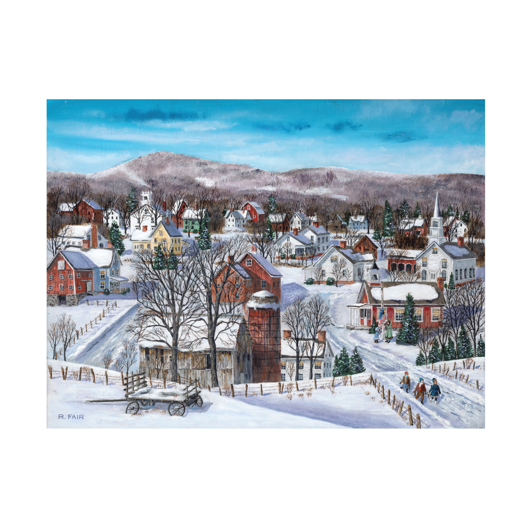 Canvas Wall Art - Bob Fair 'Winter Village' Wall Art for Living Room, Bedroom, or Office Décor by Trademark Fine Art - 24 x 18 Inches