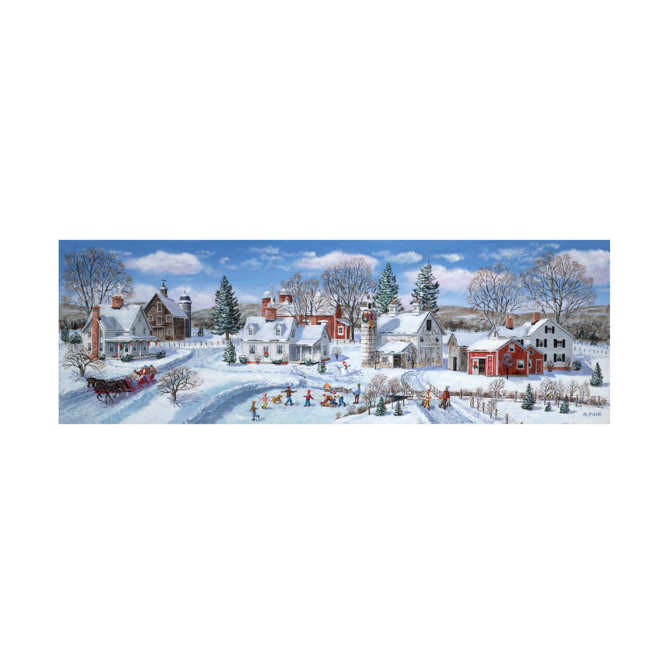 Canvas Wall Art - Bob Fair 'Wreath on the silo' Wall Art for Living Room, Bedroom, or Office Décor by Trademark Fine Art - 47 x 16 Inches