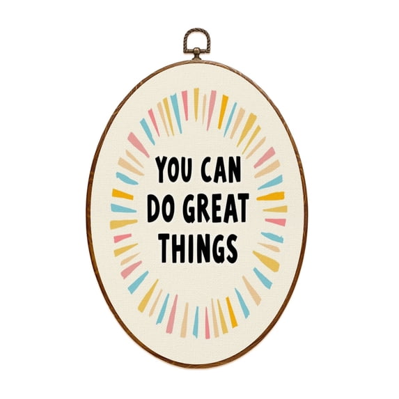 Canvas Wall Art Boho Inspirational Posters Positive Affirmations Growth Mindset Modern Oval Framed Canvas Prints Vintage Wall Hanging Decor for Home Office Nursery Family Gift 8.6"x11.4"