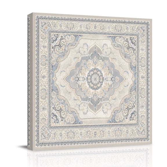Canvas Wall Art, Boho Southwestern Framed Canvas Prints for Bathroom Desk, Farmhouse Neutral Tribe Floral Motifs Small Gallery Wrapped Wall Decor for Home Office, Gifts, 8"x8" Ship Next Day