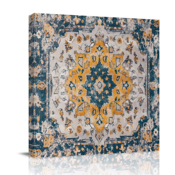 Canvas Wall Art, Boho Tribes Framed Canvas Prints for Bathroom Desk, Vintage Southwest Tribal Modern Art Small Gallery Wrapped Wall Decor for Home Office, Gifts, 8"x8" Ship Next Day