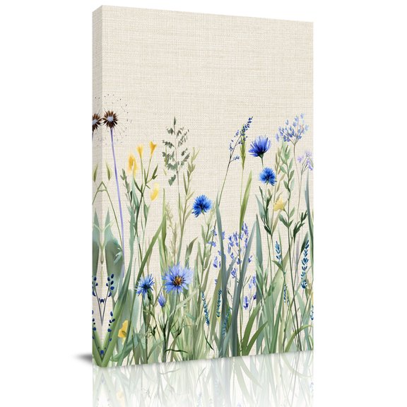 Canvas Wall Art, Botanical Flower Framed Canvas Prints for Living Room Bedroom, Watercolor Floral Herbs Farmhouse Retro Gallery Wrapped Wall Decor for Home Office, Gifts, 24"x36" Ship Next Day
