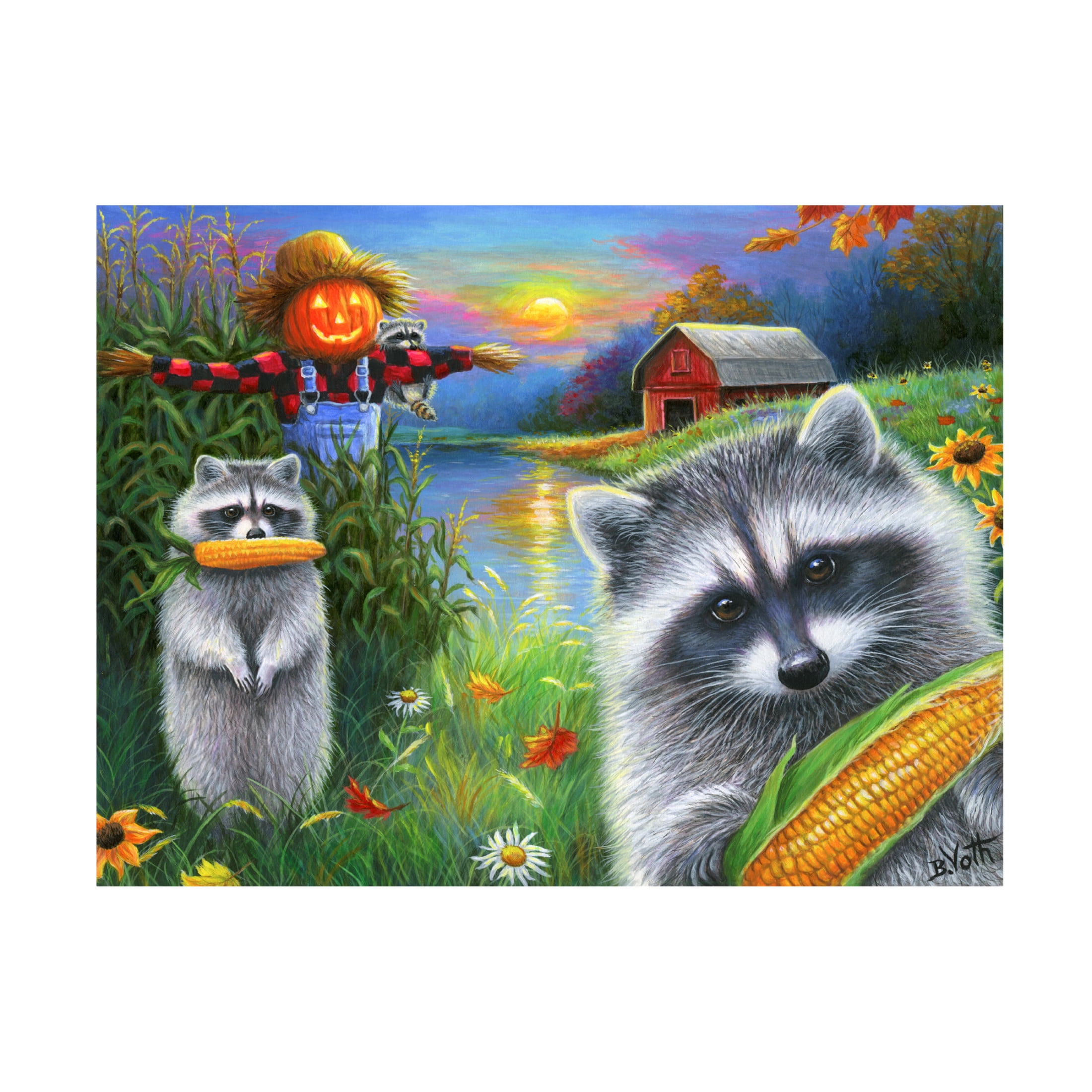 Canvas Wall Art - Bridget Voth 'Cornfield Bandits' Wall Art for Living Room, Bedroom, or Office Décor by Trademark Fine Art - 32 x 24 Inches
