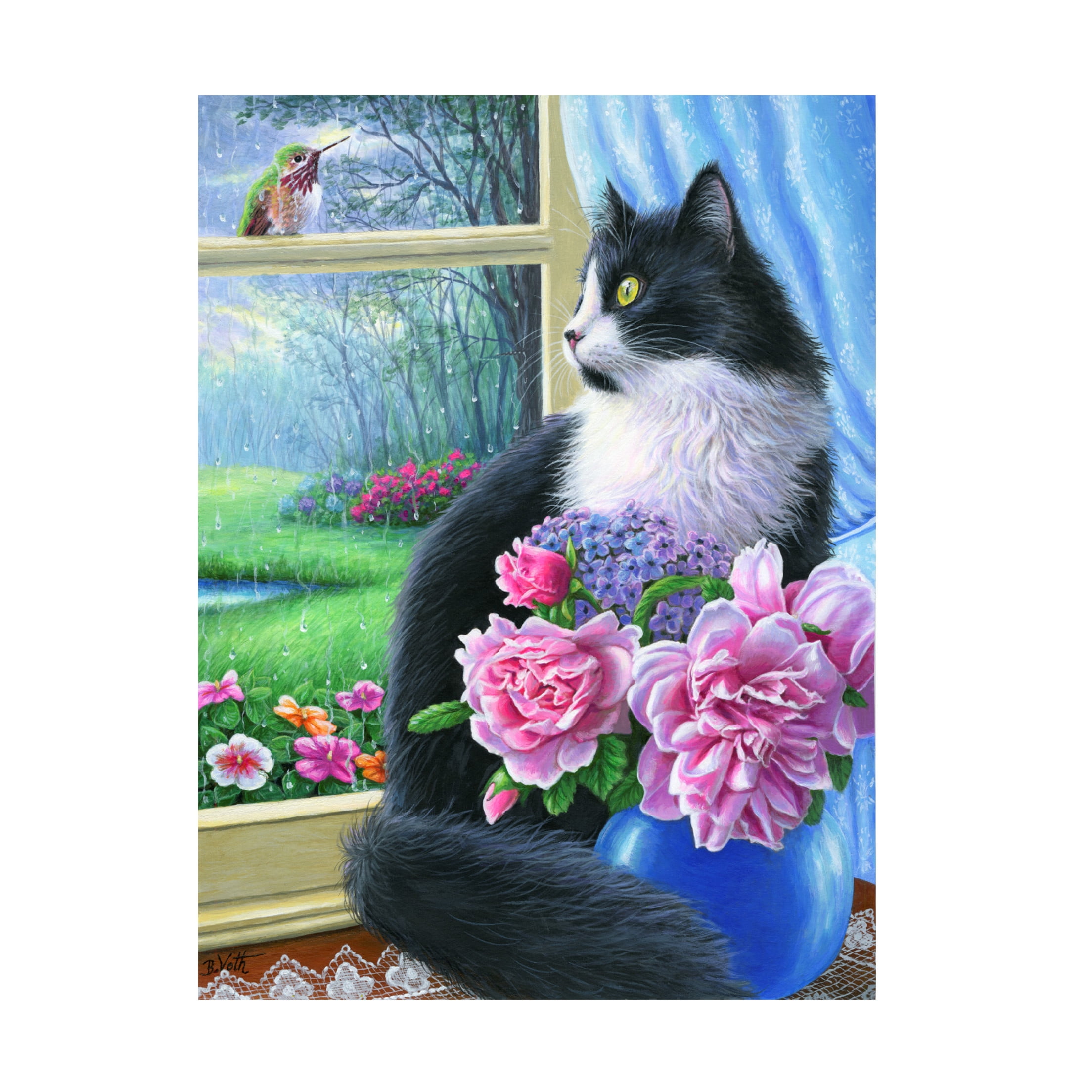 Canvas Wall Art - Bridget Voth 'Rainy Day Visitor' Wall Art for Living Room, Bedroom, or Office Décor by Trademark Fine Art - 35 x 47 Inches
