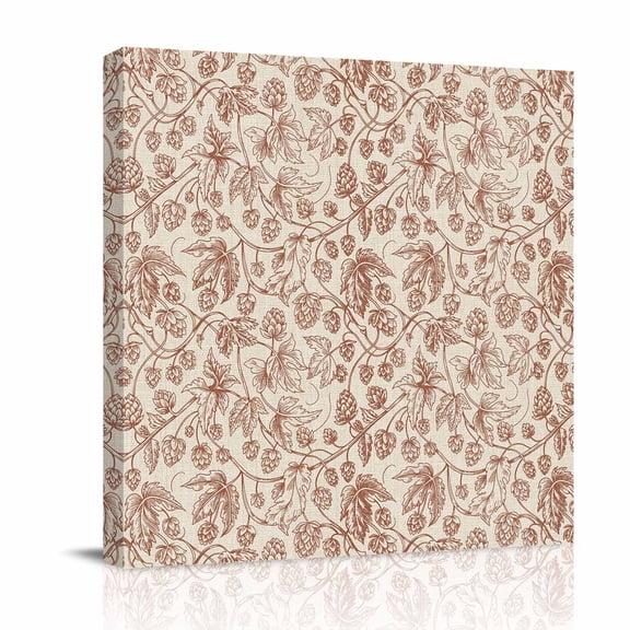 Canvas Wall Art, Brown Flowers Framed Canvas Prints for Bathroom Desk, Vintage Farmhouse Floral Leaves Vines Small Gallery Wrapped Wall Decor for Home Office, Gifts, 8"x8" Ship Next Day