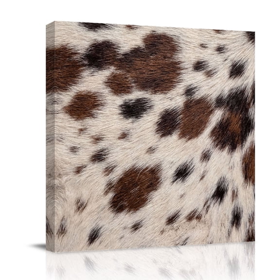 Canvas Wall Art Brown Fur Texture Canvas Art Print Country Farm Animal Classic White Brown Black Spots Pictures Wall Decor for Living Room Bedroom Decorations Stretched Framed Ready to Hang 8"x8"
