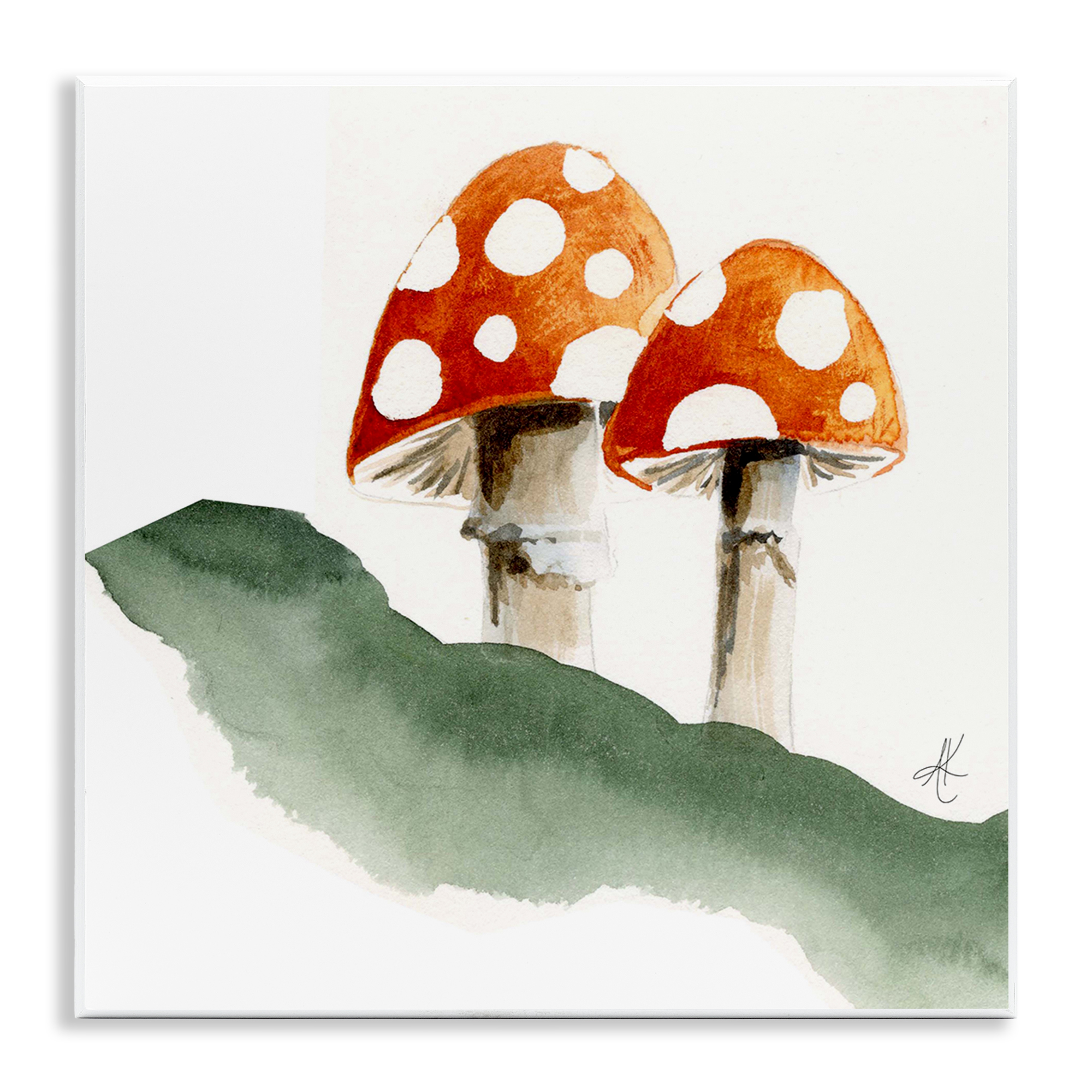Stupell Industries Spotted Red Mushrooms Plants & Flowers Painting Unframed Art Print Wall Art, 12 x 12