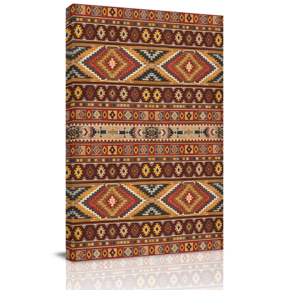 Canvas Wall Art, Brown Southwest Aztec Framed Canvas Prints for Kitchen Bedroom, Farmhouse Vintage Geometric Small Gallery Wrapped Wall Decor for Home Office, Gifts, 8"x12" Ship Next Day